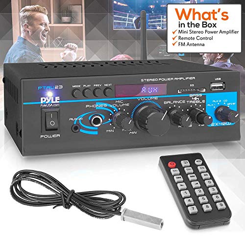 Pyle Home Audio Bluetooth Power Amplifier System for Theater and Home Entertainment - 2X40W Mini Dual Channel Mixer Soun