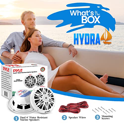 Pyle Marine Speakers - Waterproof 8 Inch Dual, Weather Resistant, 300 Watt Power, White, PLMR82
| Pyle Marine Speakers