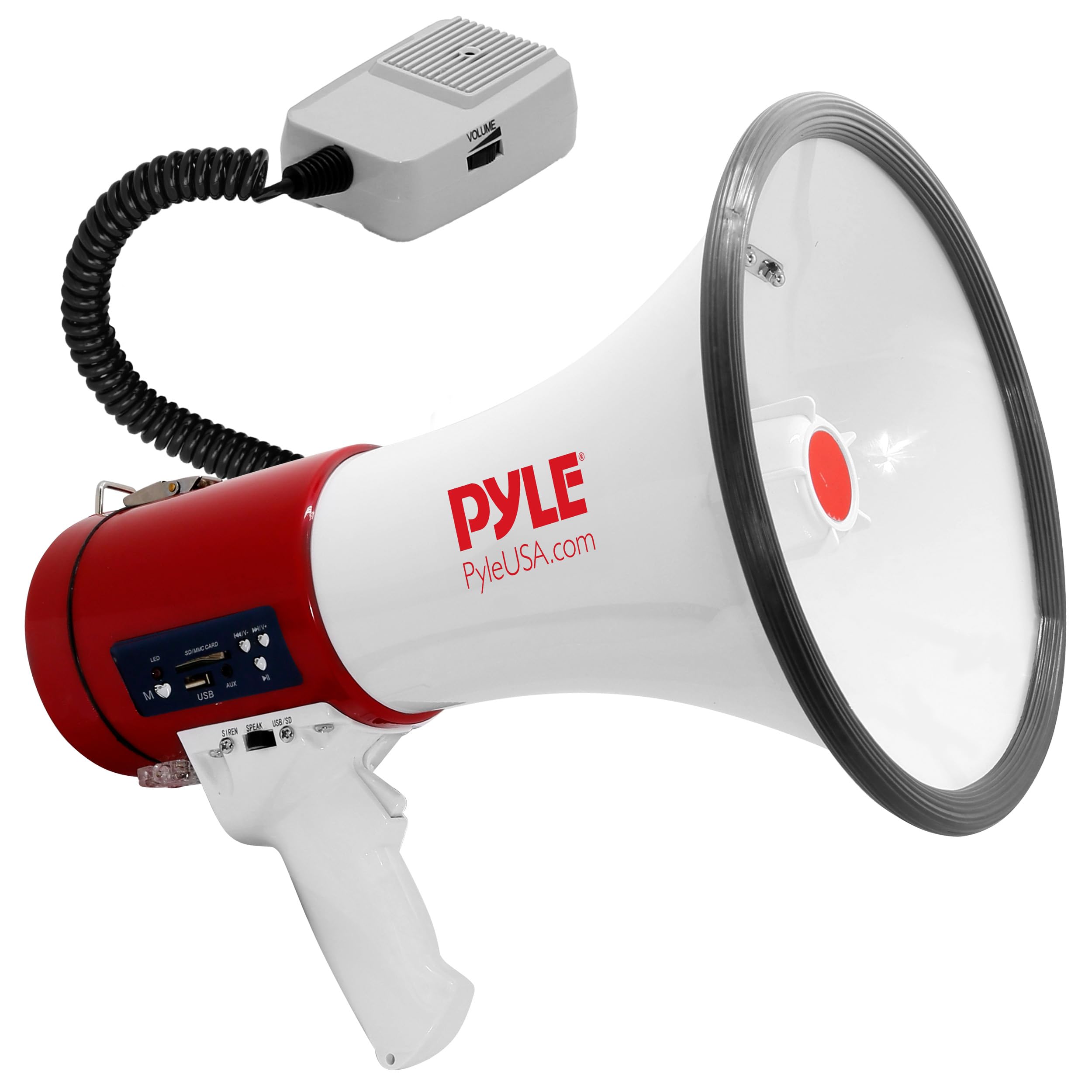Pyle PMP57LIA Megaphone Speaker - 50-Watt Siren Bullhorn for Police & Cheerleading - Professional Outdoor VoicePortable 