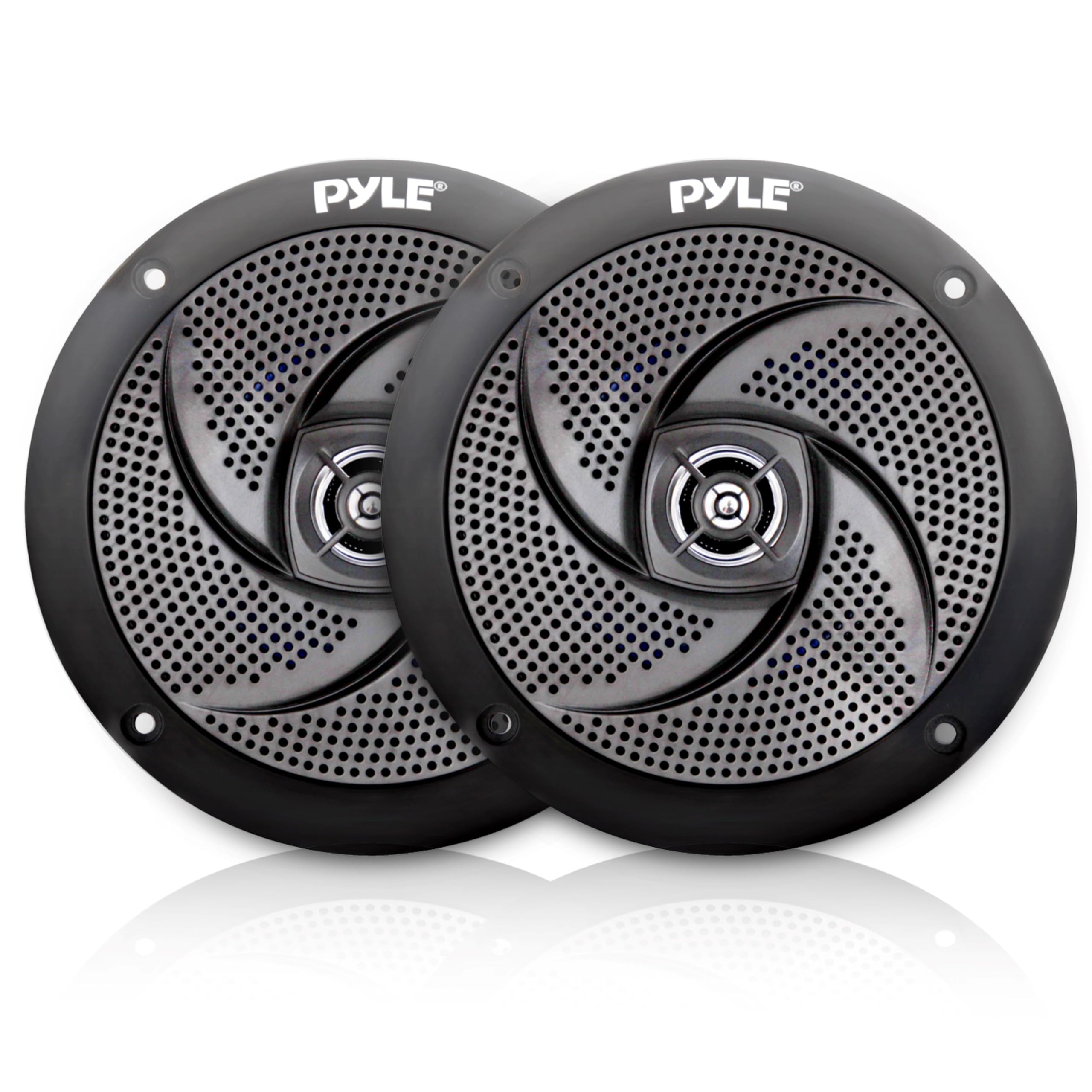 Pyle Low-Profile Waterproof Marine Speakers - Outdoor Audio Stereo Sound System for Boat and Off-Road Vehicles (Black)