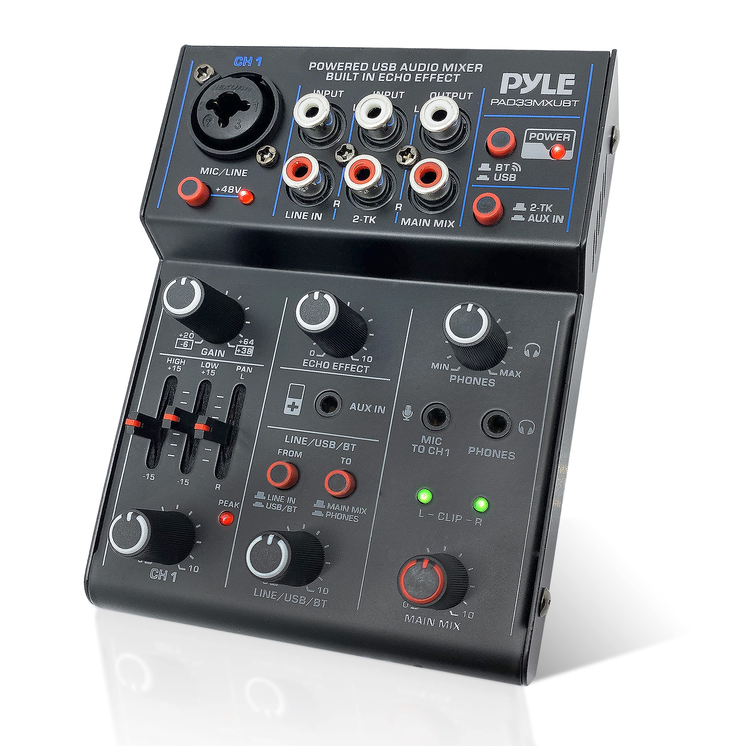 Pyle Professional Wireless DJ Audio Mixer - Bluetooth Capable, 3-Channel DJ Controller for Pro DJs
| Pyle Professional